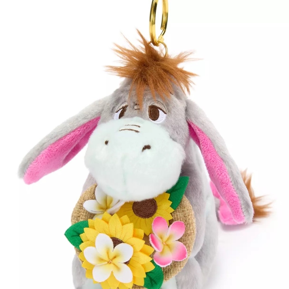 Disney Eeyore Summertime Floral Plush Keychain Bag Charm Japan – 5'' NWT
